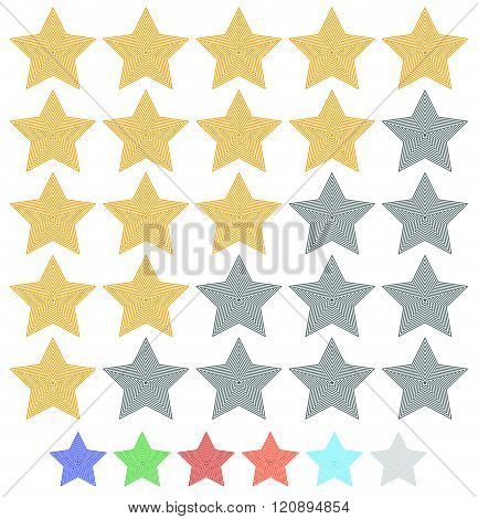 Star Rating Element With Contour Stars. 7 Colors Included.