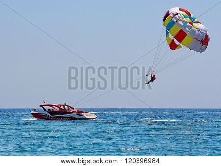 Parasailing In A Blue Sky