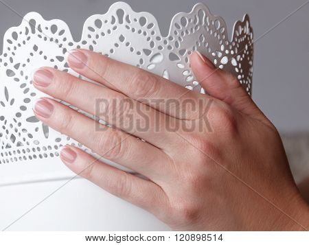 Closeup Of Beautiful French Manicure