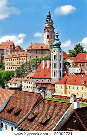 Historical city center of Czech Krumlov in Czech republic