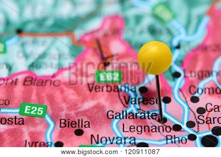 Gallarate pinned on a map of Italy