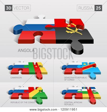 Russia Flag. 3d vector puzzle. Set 25.