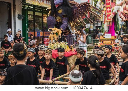 Ubud, Bali - March 8: Unidentified People During The Celebration Of Nyepi - Balinese Day Of Silence