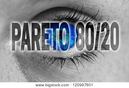 Pareto 80/20 Eye Looks At Viewer Concept Background