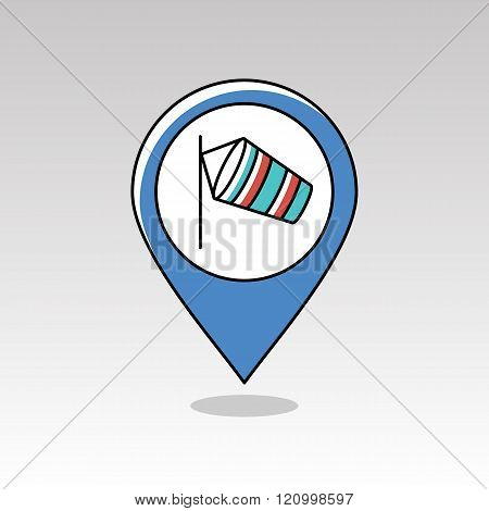 Windsocks Hanging Airport Pin Map Icon. Weather