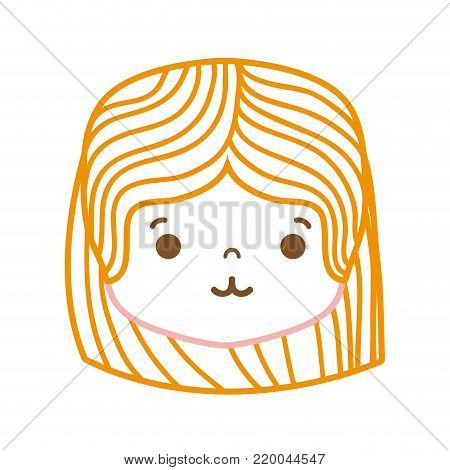 Color Line Girl Head With Hairstyle And Tender Face
