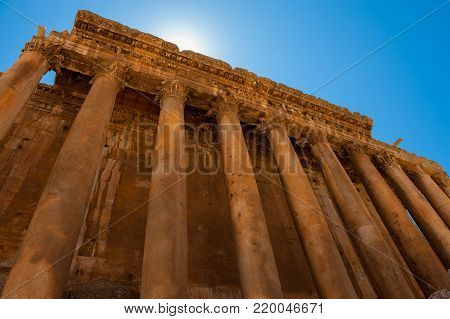 Baalbek Ancient city in Lebanon.Heliopolis temple complex.near the border with Syria.remains