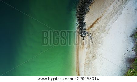 Aerial view over Tallebudgera Creek and beach, Gold Coast