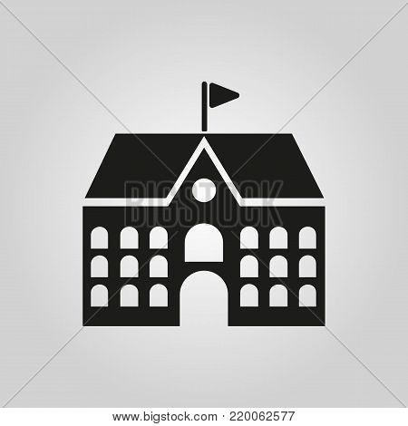 School icon. Campus and university, building symbol. Flat design. Stock - Vector illustration