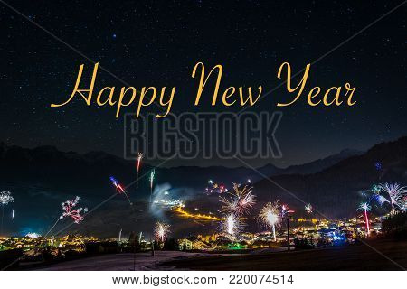 New Year's Eve Fireworks In Fiss In Austria With The Text Happy New Year