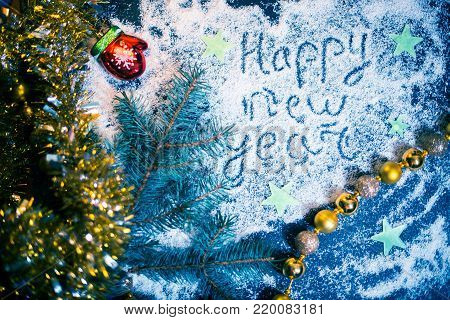New Year holiday background on a dark plate