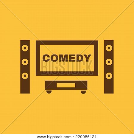 Comedy movie icon. TV and Home theater, cinema symbol. Flat design. Stock - Vector illustration