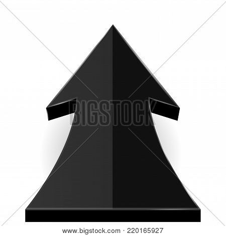 Black UP arrow. Vector 3d illustration isolated on white background