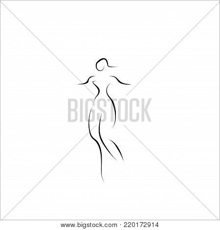happy female shape body line illustration icon