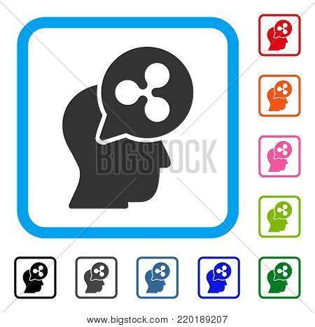 Ripple Thinking Head Balloon icon. Flat gray iconic symbol in a blue rounded square. Black, gray, green, blue, red, orange color versions of Ripple Thinking Head Balloon vector.