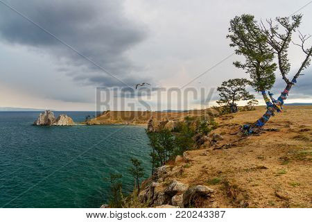 View Of Shaman Rock. Lake Baikal. Olkhon Island. Russia