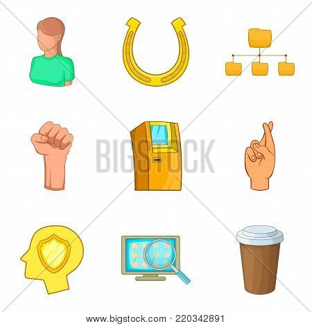 Participant icons set. Cartoon set of 9 participant vector icons for web isolated on white background