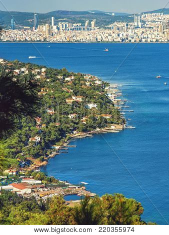View of Asian Side of Istanbul, from Buyukada Island, with Marmara Sea landscape