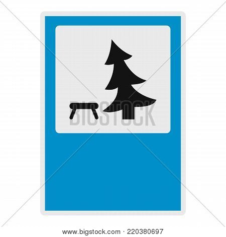 Tree by the bench icon. Flat illustration of tree by the bench vector icon for web.