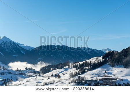 Sunset In Ski Resort Serfaus Fiss Ladis In Austria