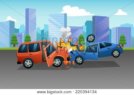 A vector of Two Cars in an Accident
