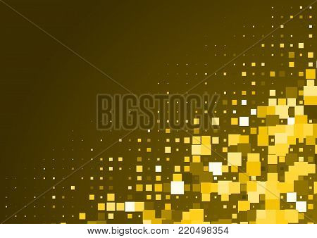 Halftone Background Made Of Gold Squares