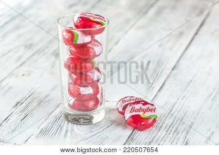 Stack Of Babybel Mini Cheese In The Glass