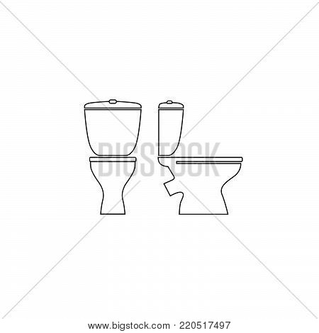 Toilet Room Furniture Sign Set. Bathroom Interior Object View. Toilet Sign. Toilet Seat.