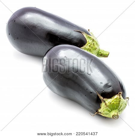Two whole eggplants (aubergine) isolated on white background