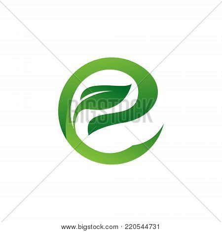 Tree leaf letter E vector logo design, eco-friendly concept