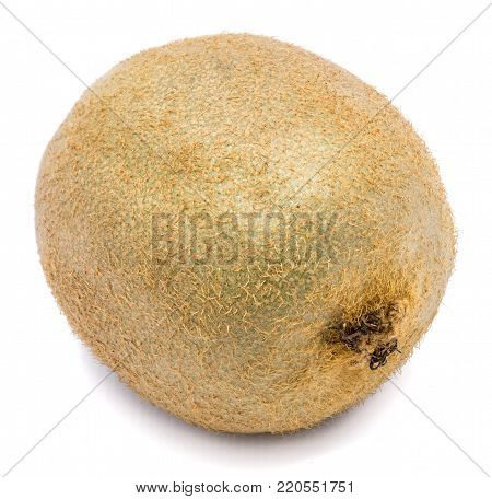 One whole kiwi fruit (Chinese gooseberry) isolated on white background