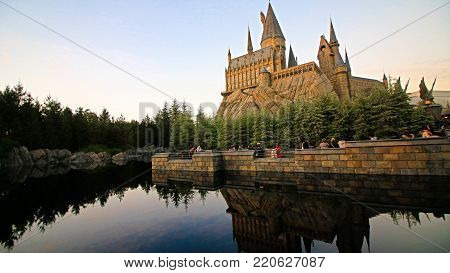 Osaka, Japan - Dec 02, 2017: The Wizarding World of Harry Potter in Universal Studios Japan. Universal Studios Japan is a theme park in Osaka, Japan.