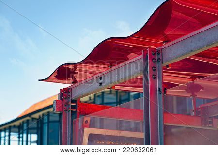 modern retro, architectural details, of San Francisco bus stop