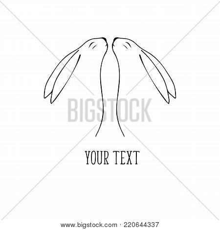One line rabbit design silhouette. Logo design. Hand drawn minimalism style vector illustration.