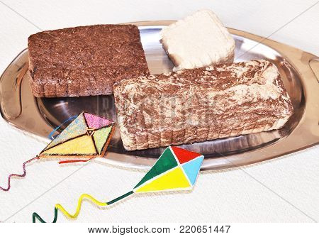 traditional greek halvah - Clean Monday - decorative kites