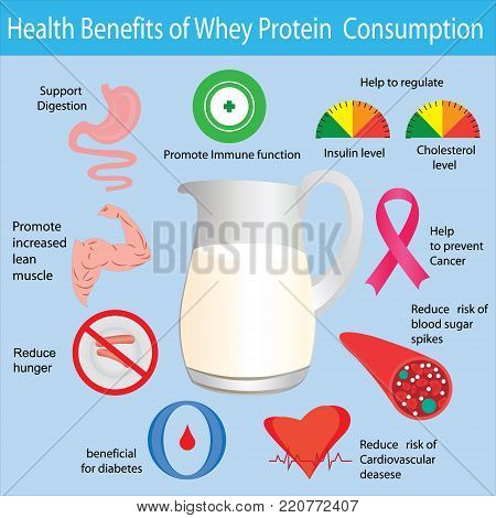 Health benefits of whey protein consuption infgraphic