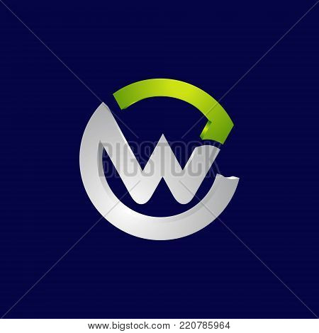 3d circle letter W Abstract Initial alphabet Logo design Template