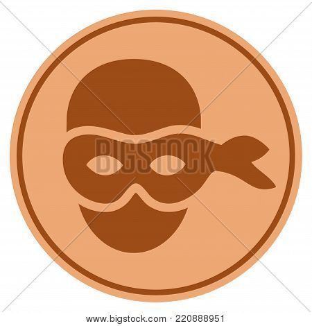 Anonymous Head bronze coin icon. Vector style is a copper flat coin symbol.