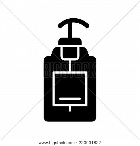 liquid Soap vector icon. Black soap illustration on white background. Solid linear body care icon. Eps 10