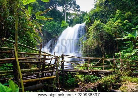 Beautiful Waterfall In Northern Thailand, Name Pha Dok Siew Waterfall In Doi Intanon National Park W