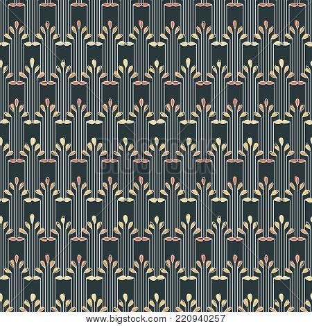 Striped seamless pattern in art deco style. Ornate print