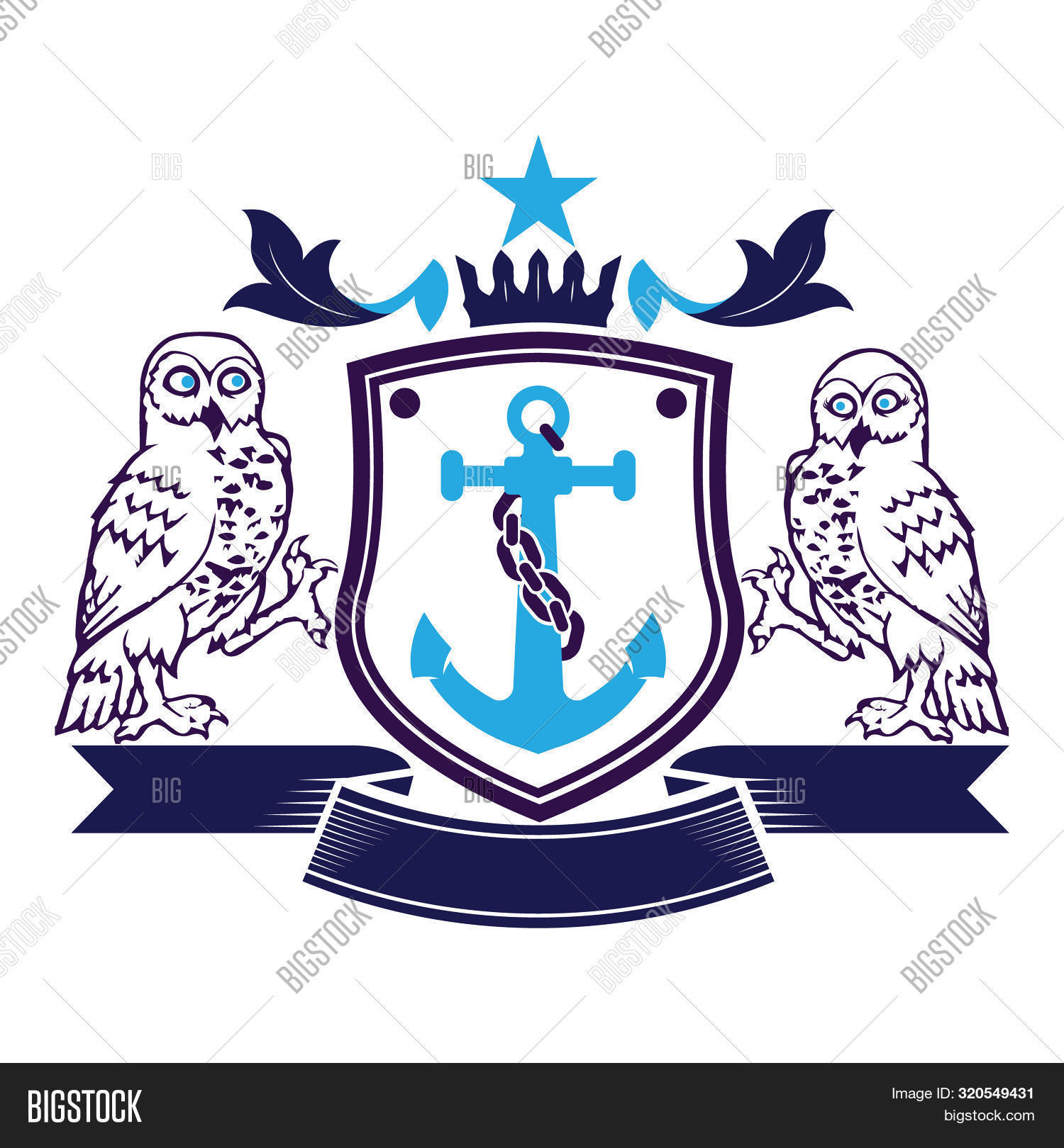2 Owls Anchor Crest Image & Photo (Free Trial) Bigstock