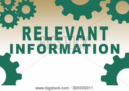 Relevant Information Sign Concept Illustration With Pale Green Gear Wheel Figures On Pale Brown Grad