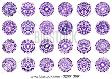 Round Colorful Geometrical Stone Mandala Symbol Set - Ornamental Vector Graphic Designs From Geometr