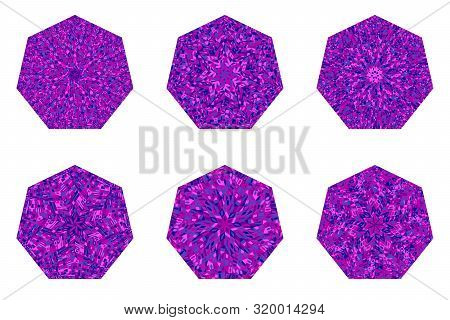 Abstract Mosaic Pattern Heptagon Symbol Template Set - Heptagonal Vector Design Element With Geometr