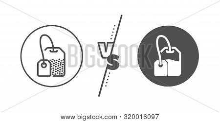 Brew Hot Drink Sign. Versus Concept. Tea Bag Line Icon. Breakfast Beverage Symbol. Line Vs Classic T