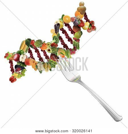Nutrition Genetics Nutrigenomics Concept Dna Made Of Fresh Veggies And Fruits