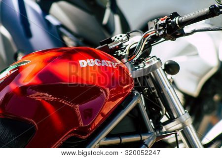 Athens Greece August 28, 2019 View Of A Ducati Monster 620 Ie Motorcycle Parked In The Streets Of At