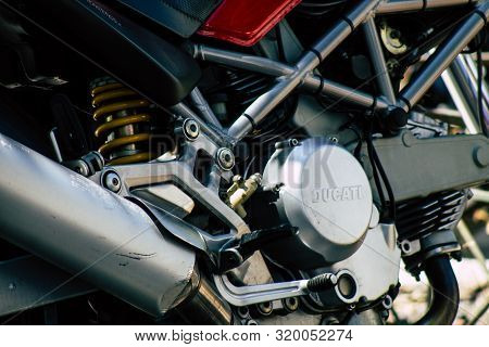 Athens Greece August 28, 2019 View Of A Ducati Monster 620 Ie Motorcycle Parked In The Streets Of At