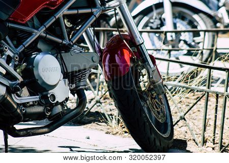 Athens Greece August 28, 2019 View Of A Ducati Monster 620 Ie Motorcycle Parked In The Streets Of At